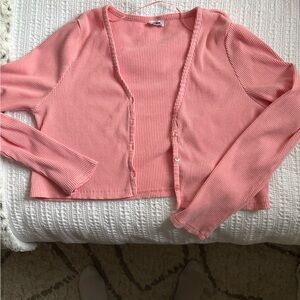 Bright Pink Cardigan Sweater Spring Style Cute